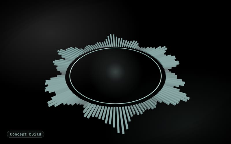 Concept build cover: a sage waveform ring with soft signal pulses on dark ink